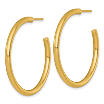 14K Gelbgold Poliert 3.0 X 40mm Röhre C-hoop Ohrstecker