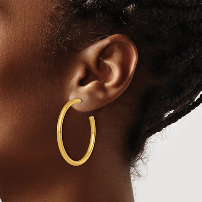 14K Gelbgold Poliert 3.0 X 40mm Röhre C-hoop Ohrstecker