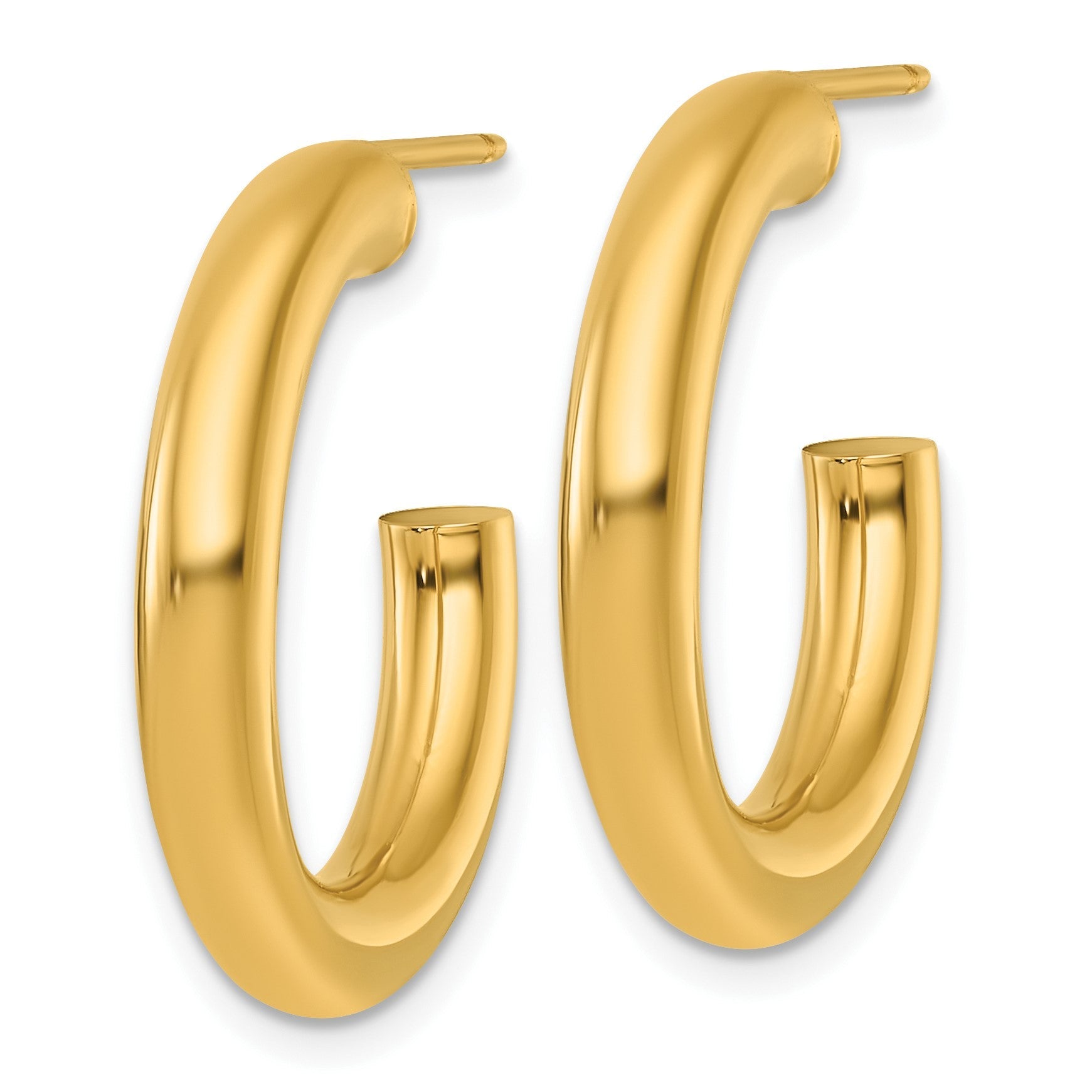 14K Gelbgold Poliert 4.0 X 25mm Röhre C-hoop Ohrstecker