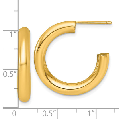 14K Gelbgold Poliert 4.0 X 25mm Röhre C-hoop Ohrstecker