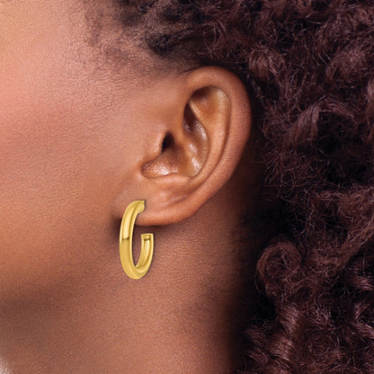 14K Gelbgold Poliert 4.0 X 25mm Röhre C-hoop Ohrstecker