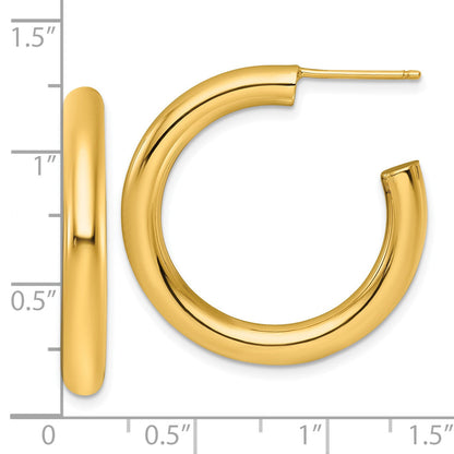 14K Gelbgold Poliert 4.0 X 30mm Röhre C-hoop Ohrstecker