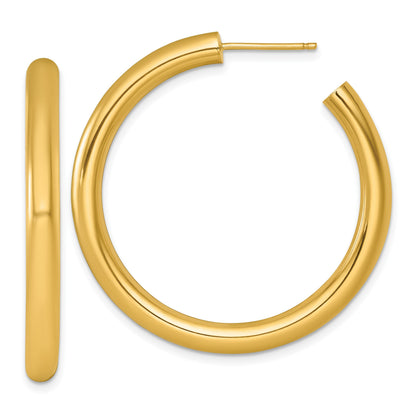 14K Gelbgold Poliert 4.0 X 40mm Röhre C-hoop Ohrstecker