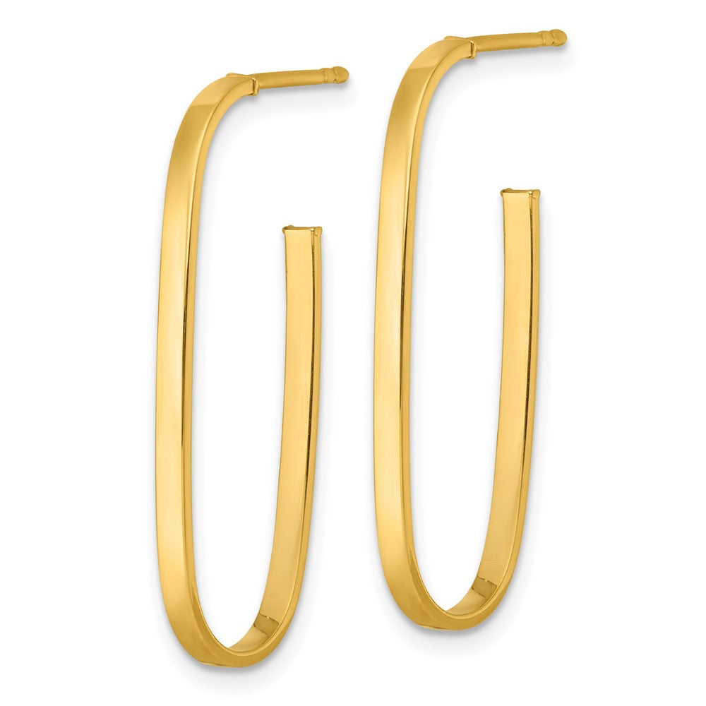 14K Gelbgold Poliert Lang 2mm Stecker Creolen