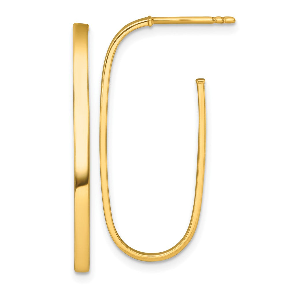 14K Gelbgold Poliert Lang 2mm Stecker Creolen