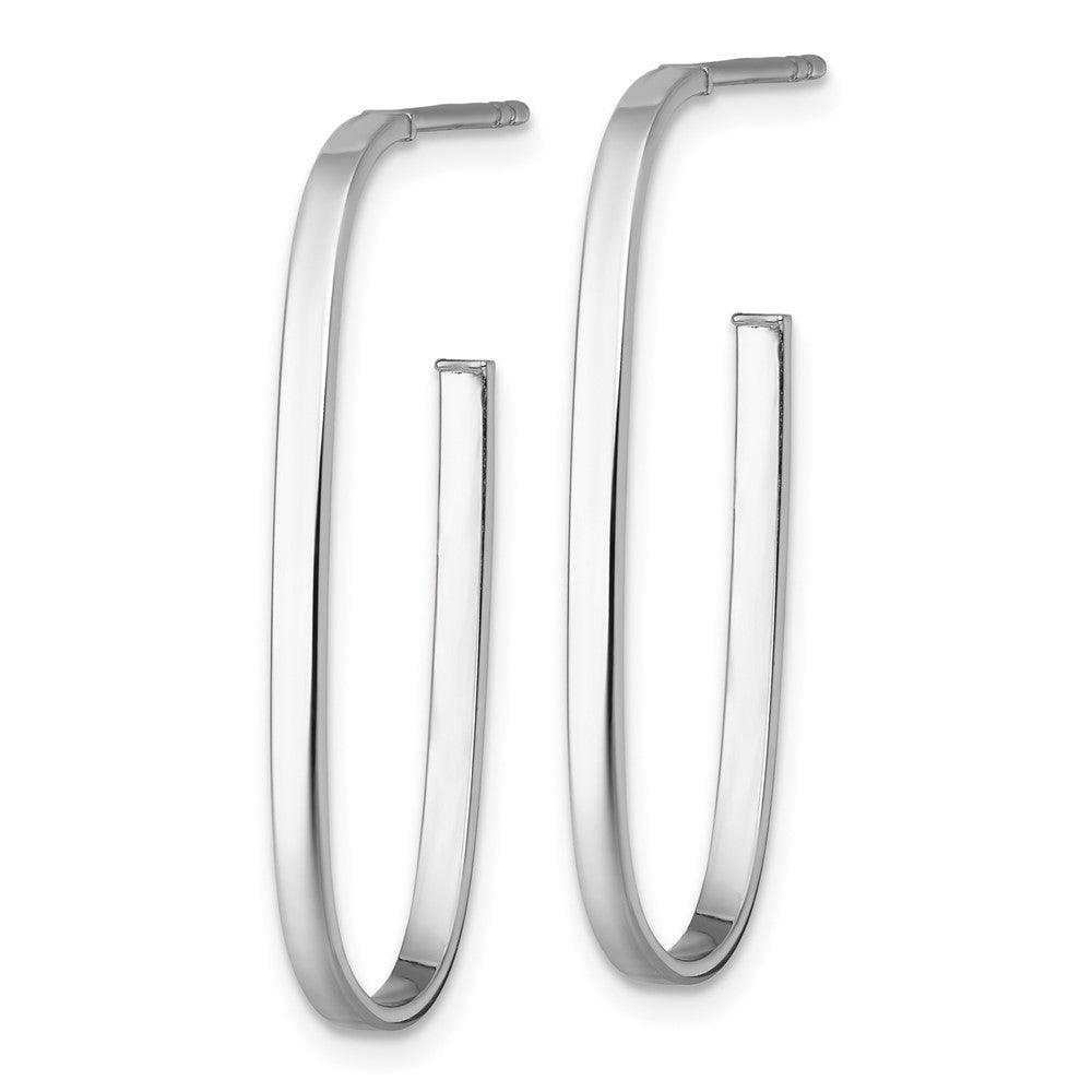 14K Gelb & Rhodium Weiß Rhodiniert Poliert Lang 2mm Stecker Creolen