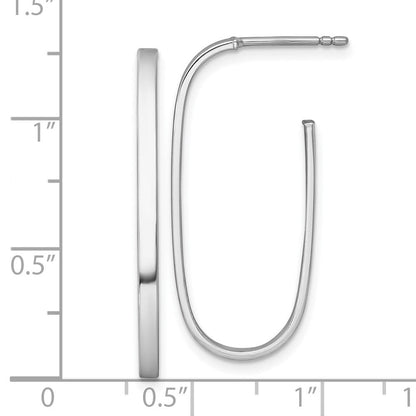 14K Gelb & Rhodium Weiß Rhodiniert Poliert Lang 2mm Stecker Creolen