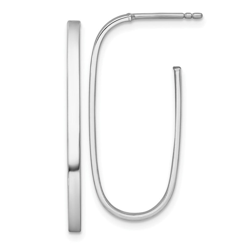 14K Gelb & Rhodium Weiß Rhodiniert Poliert Lang 2mm Stecker Creolen