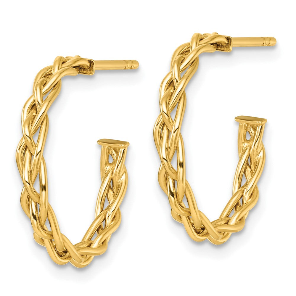 14K Gelbgold Poliert Geflochten 3mm Stecker Creolen