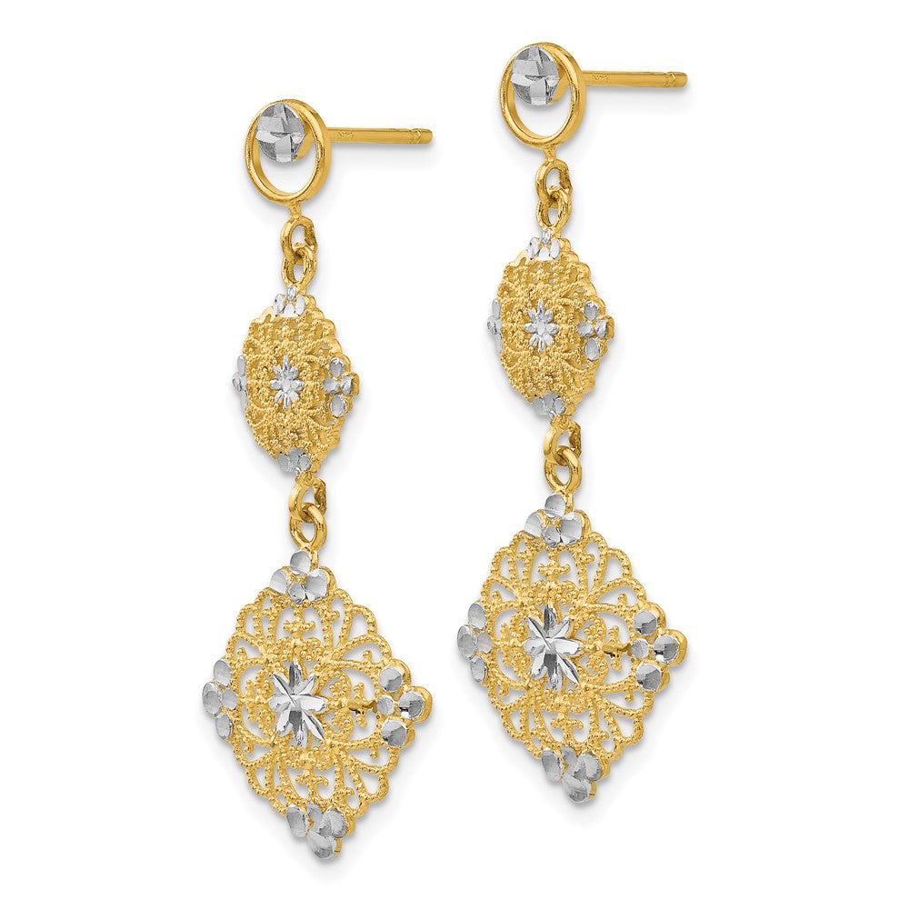 14K Gelb & Rhodium Diamantiert Filigran Ohrhänger