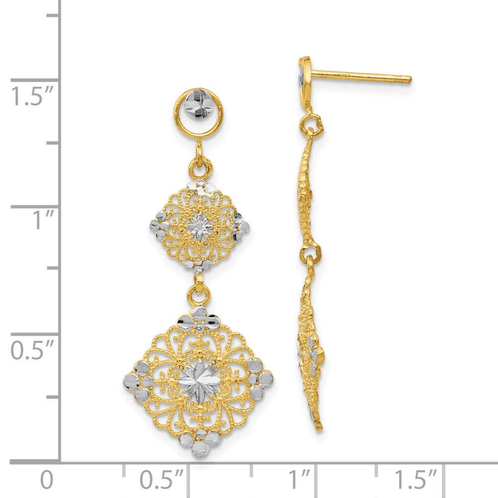 14K Gelb & Rhodium Diamantiert Filigran Ohrhänger
