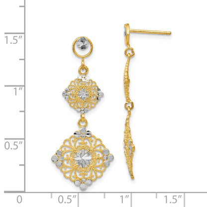 14K Gelb & Rhodium Diamantiert Filigran Ohrhänger