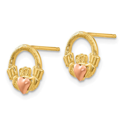 14K Bicolor Claddagh Ohrstecker