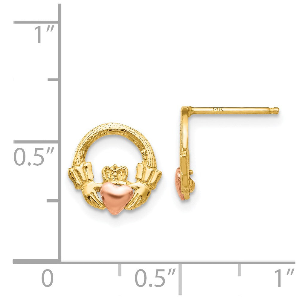 14K Bicolor Claddagh Ohrstecker