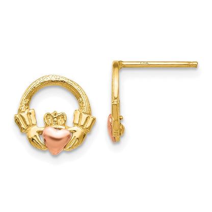 14K Bicolor Claddagh Ohrstecker