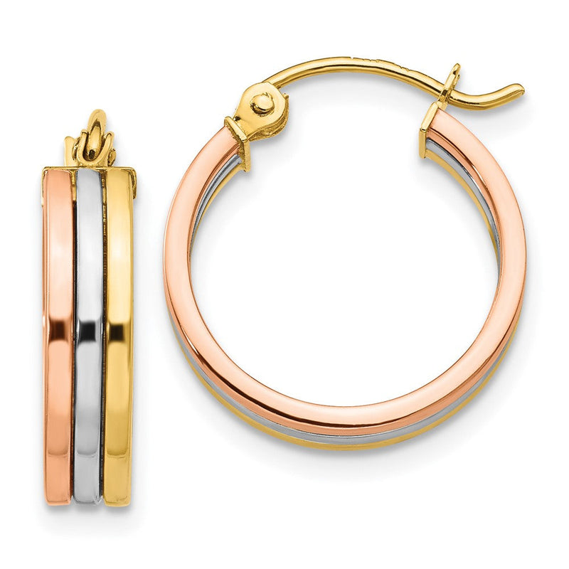 14K Tricolor Creolen