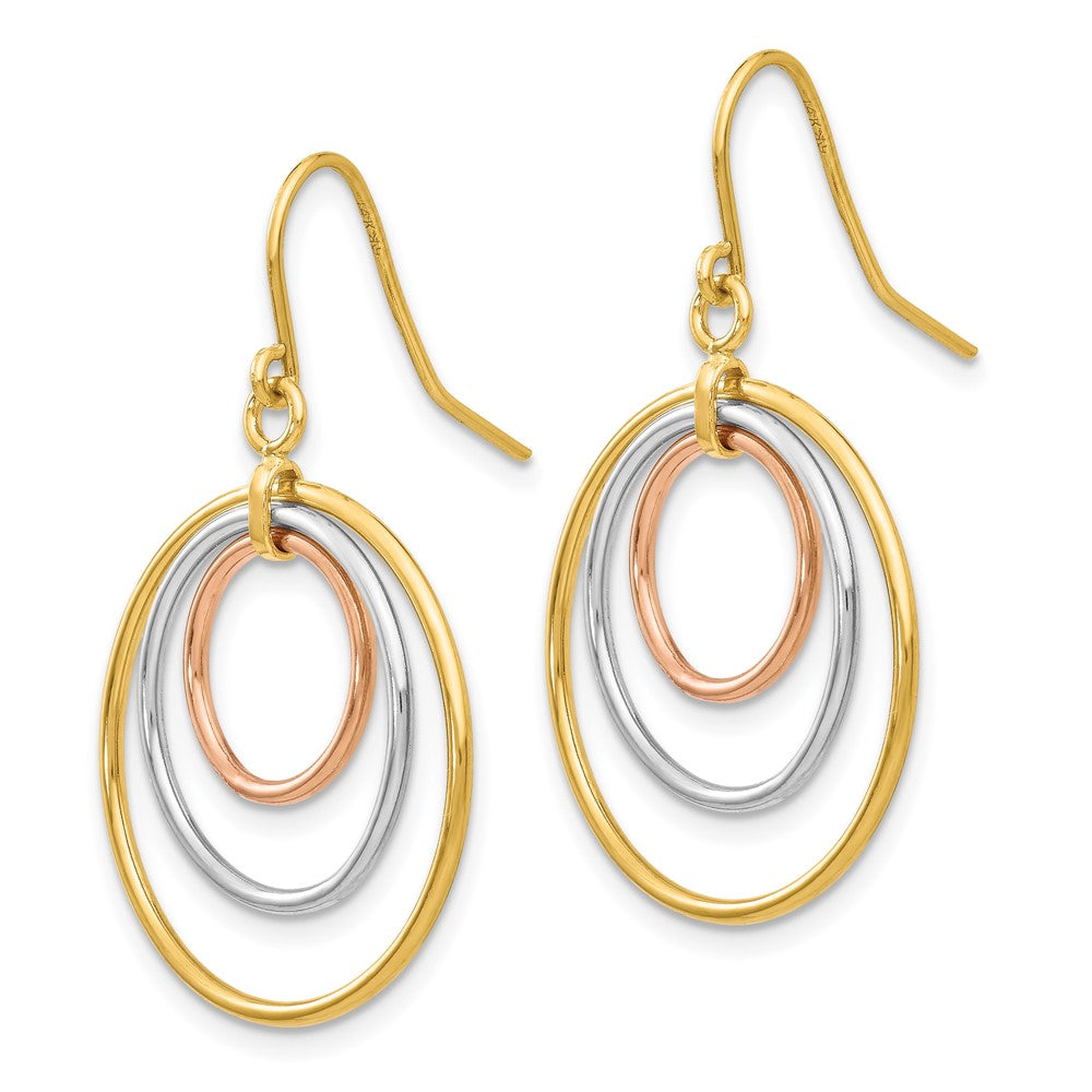 14K Tricolor Kreis Ohrhänger