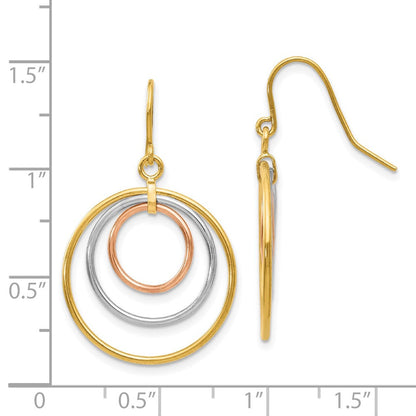 14K Tricolor Kreis Ohrhänger
