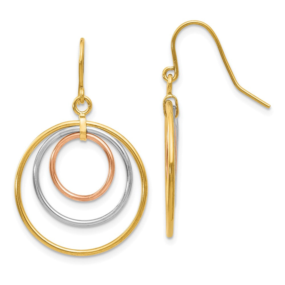 14K Tricolor Kreis Ohrhänger