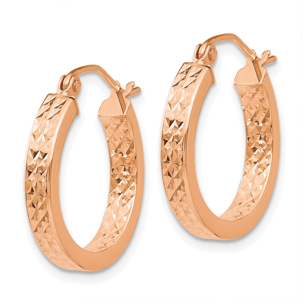 14K Roségold Diamantiert in und Außen Creolen