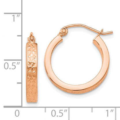 14K Roségold Diamantiert in und Außen Creolen