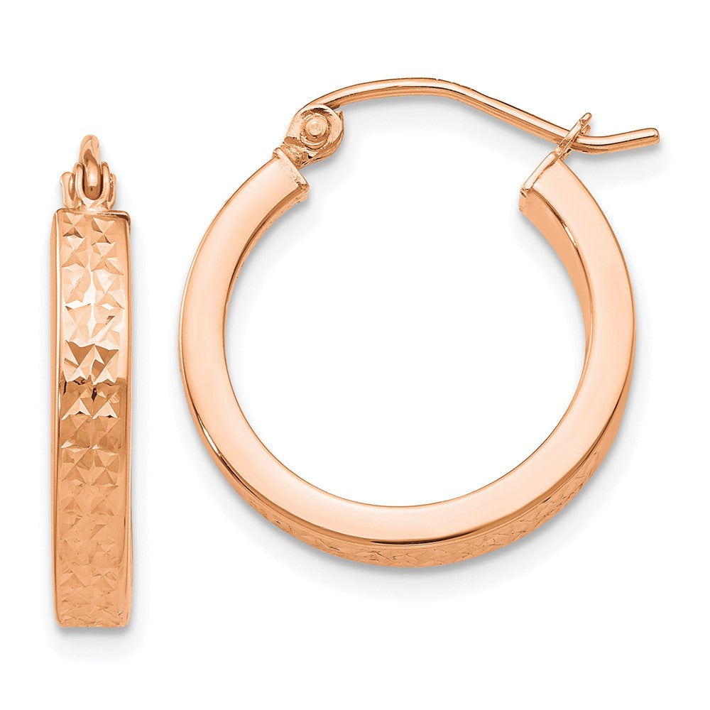 14K Roségold Diamantiert in und Außen Creolen