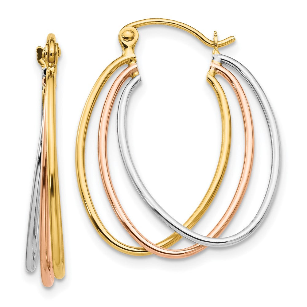 14K Tricolor Creolen
