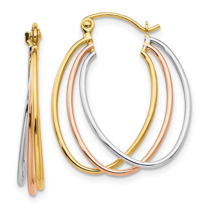 14K Tricolor Creolen