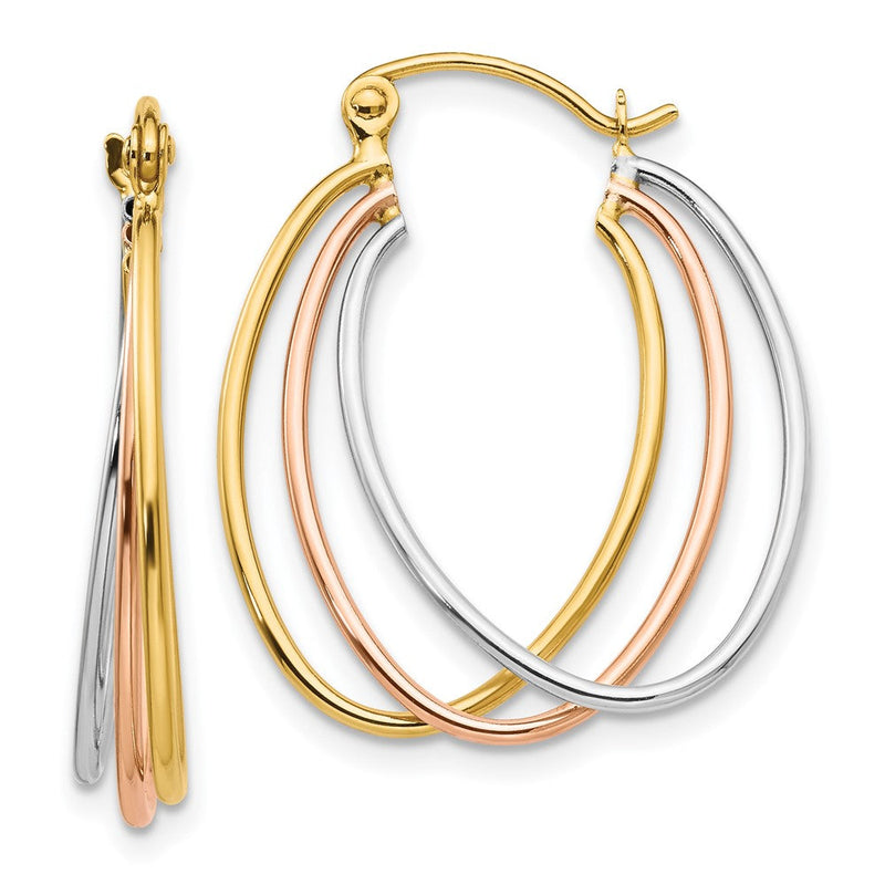 14K Tricolor Creolen