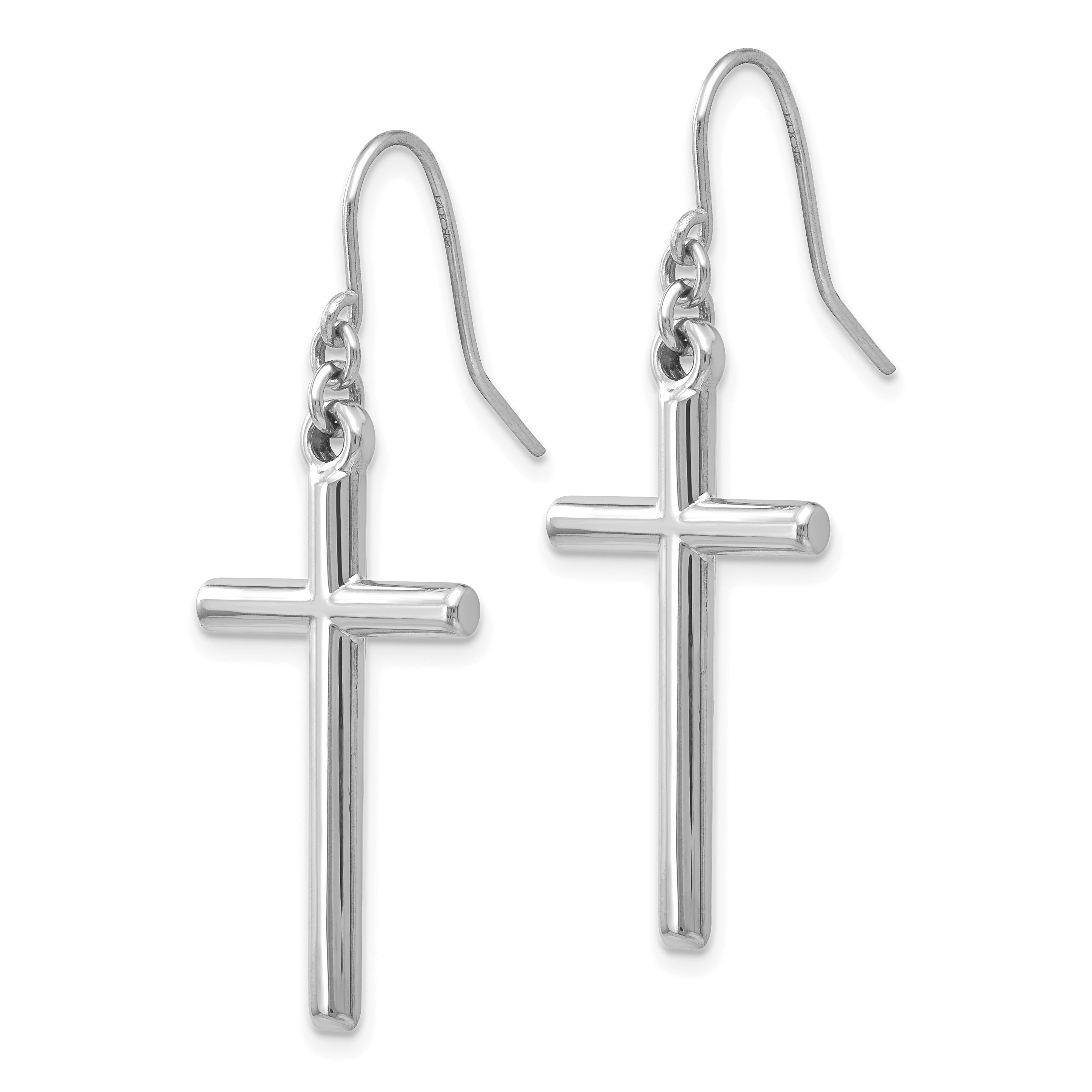 14K Weißgold Hohl Kreuz Ohrhänger