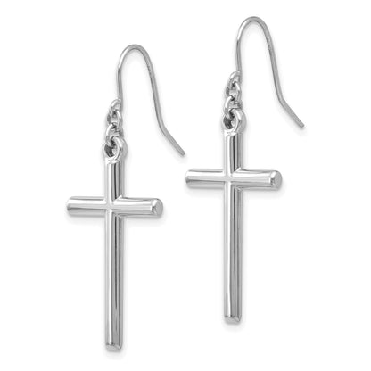 14K Weißgold Hohl Kreuz Ohrhänger