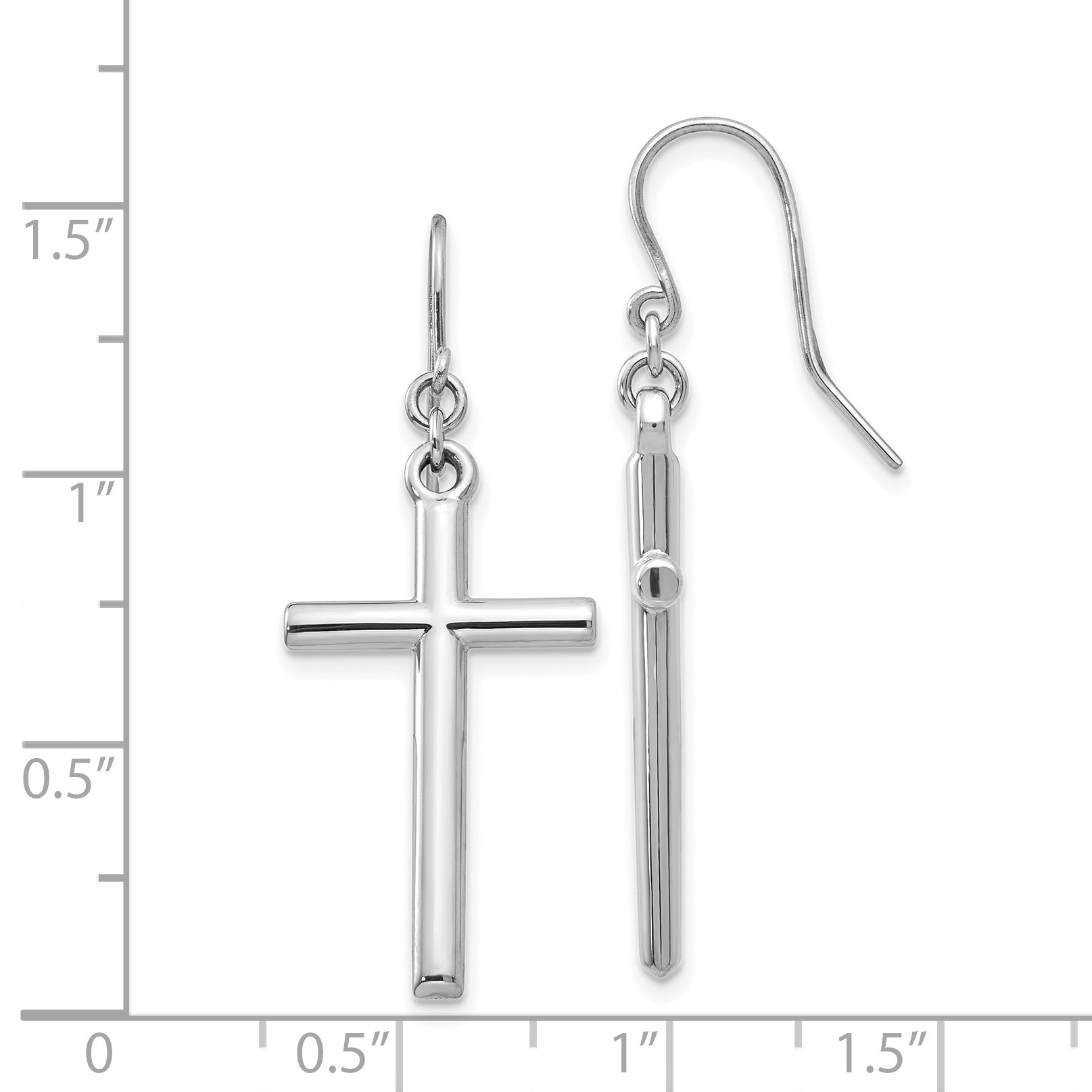 14K Weißgold Hohl Kreuz Ohrhänger