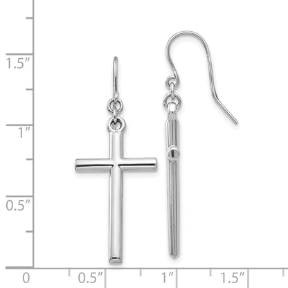 14K Weißgold Hohl Kreuz Ohrhänger