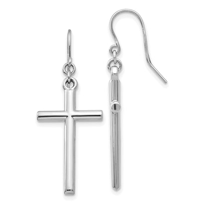 14K Weißgold Hohl Kreuz Ohrhänger