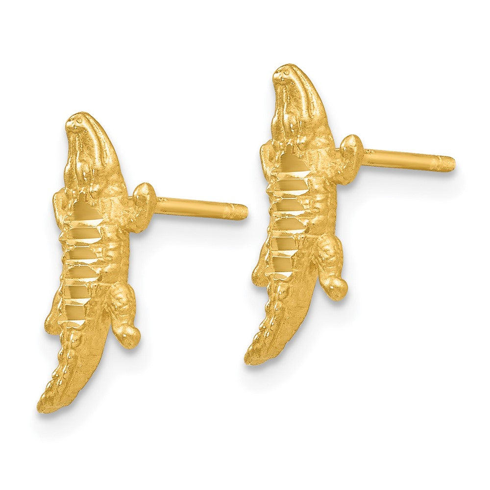 14K Gelbgold Diamantiert Alligator Ohrringe