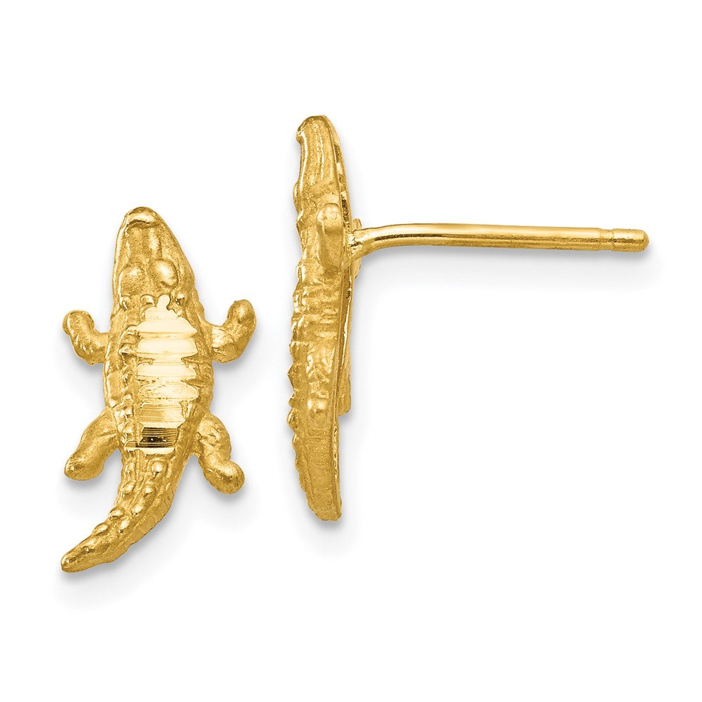 14K Gelbgold Diamantiert Alligator Ohrringe
