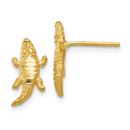 14K Gelbgold Diamantiert Alligator Ohrringe