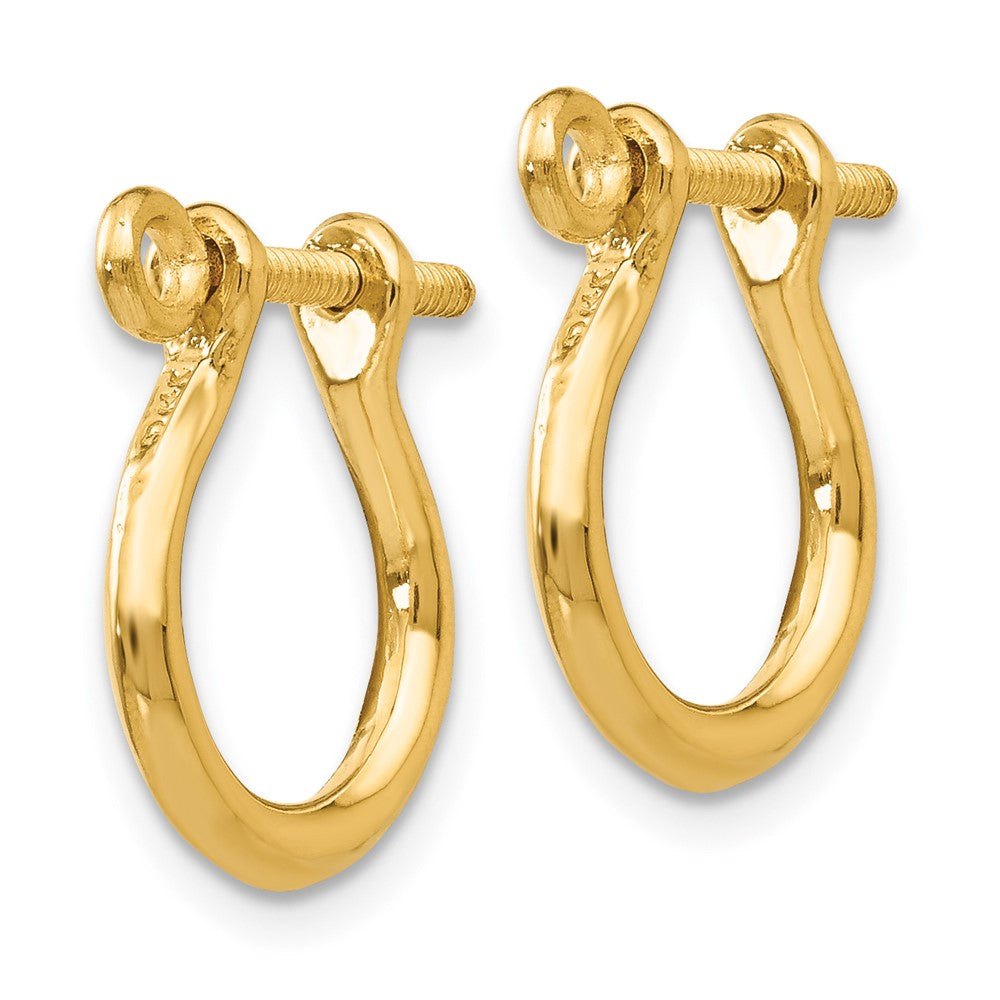 14K Gelbgold 3d Shackle Glieder Screw Ohrringe