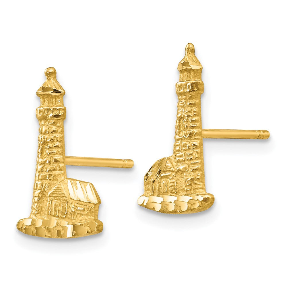 14K Gelbgold Diamantiert Leuchtturm Ohrringe