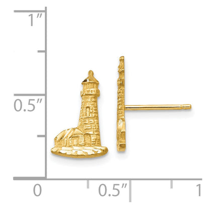 14K Gelbgold Diamantiert Leuchtturm Ohrringe