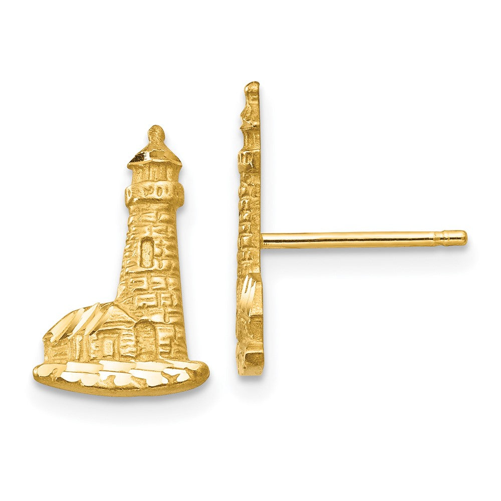14K Gelbgold Diamantiert Leuchtturm Ohrringe