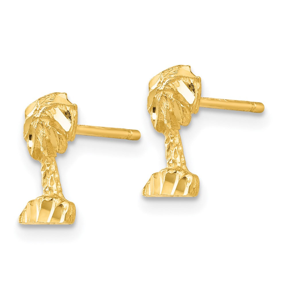 14K Gelbgold Diamantiert Palme Baum Ohrringe
