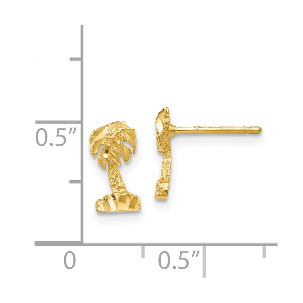 14K Gelbgold Diamantiert Palme Baum Ohrringe