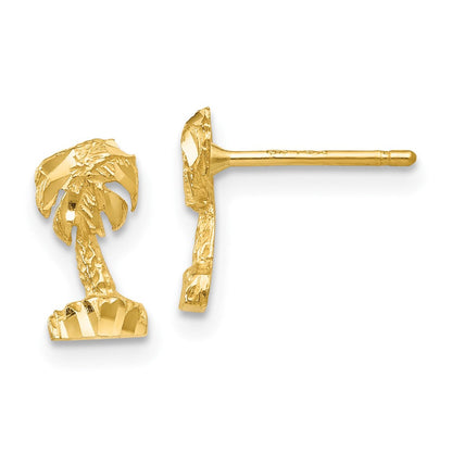 14K Gelbgold Diamantiert Palme Baum Ohrringe