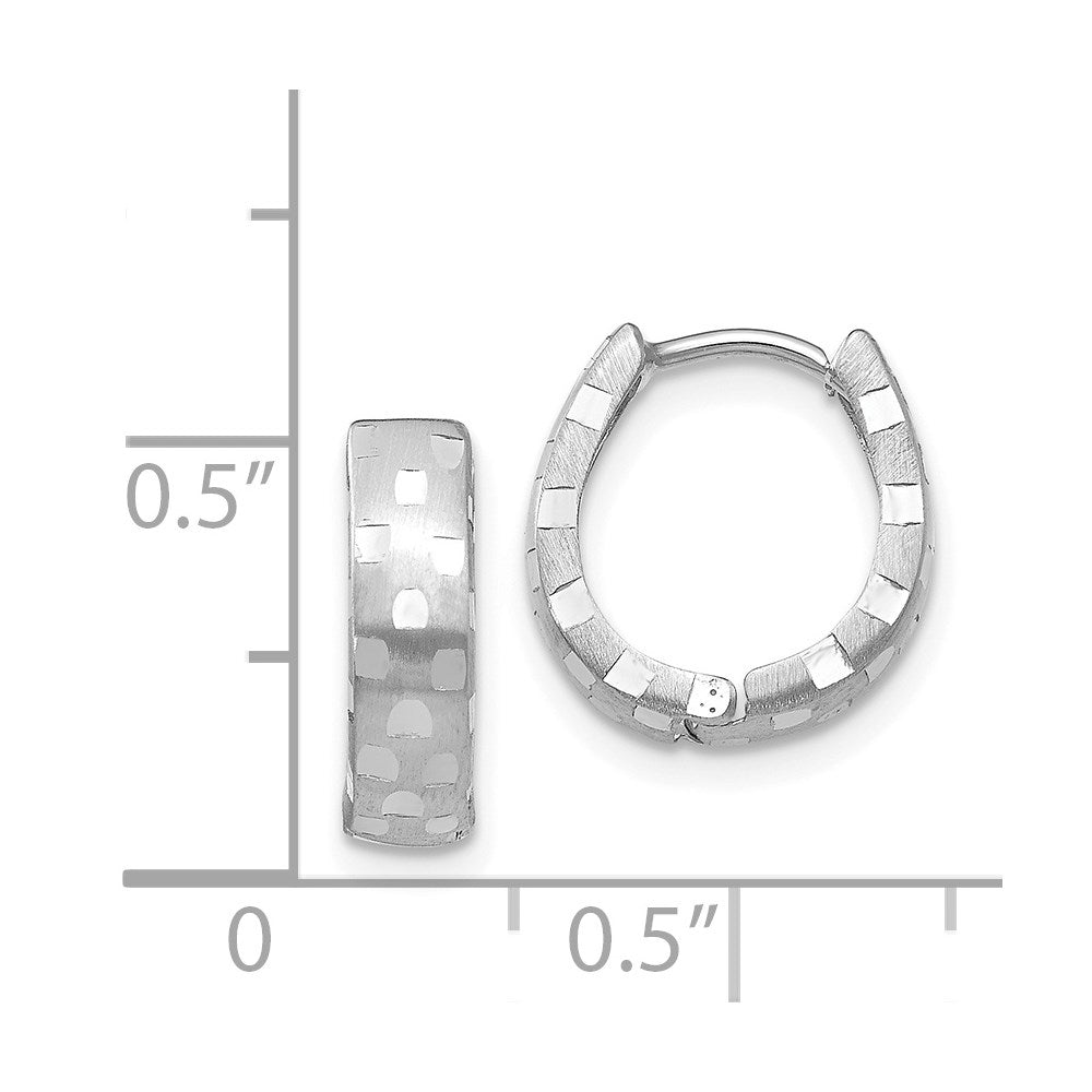 14K Weißgold Diamantiert 4mm Gemustert Klappbar Creolen