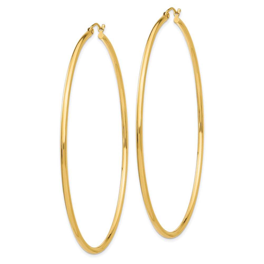 14K Gelbgold Poliert 2x70mm Rund Röhre Creolen