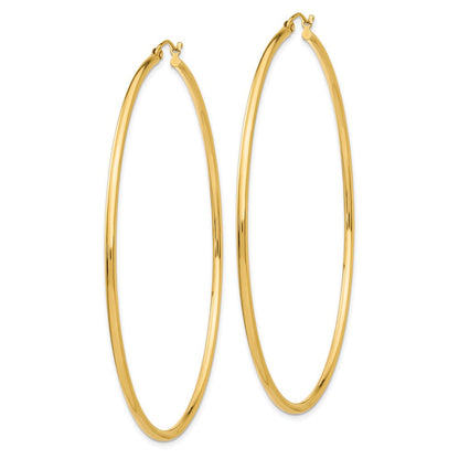 14K Gelbgold Poliert 2x70mm Rund Röhre Creolen