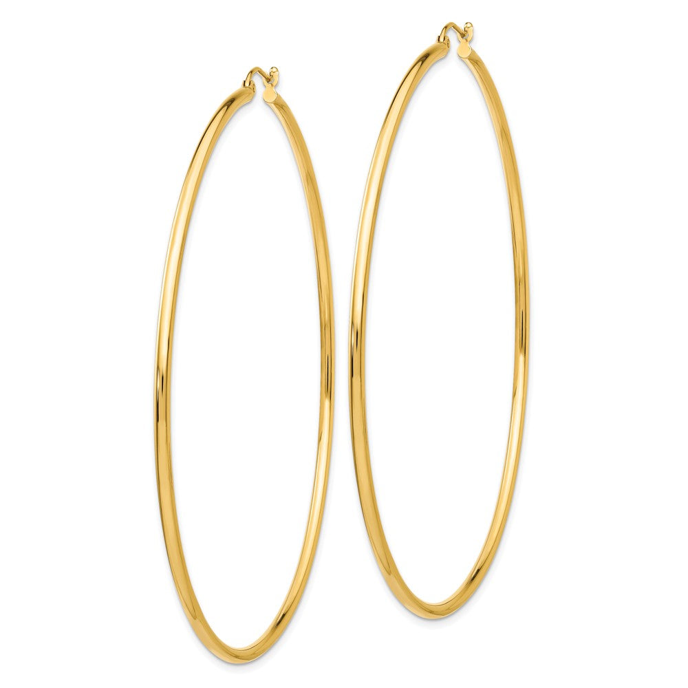 14K Gelbgold Poliert 2x75mm Rund Röhre Creolen