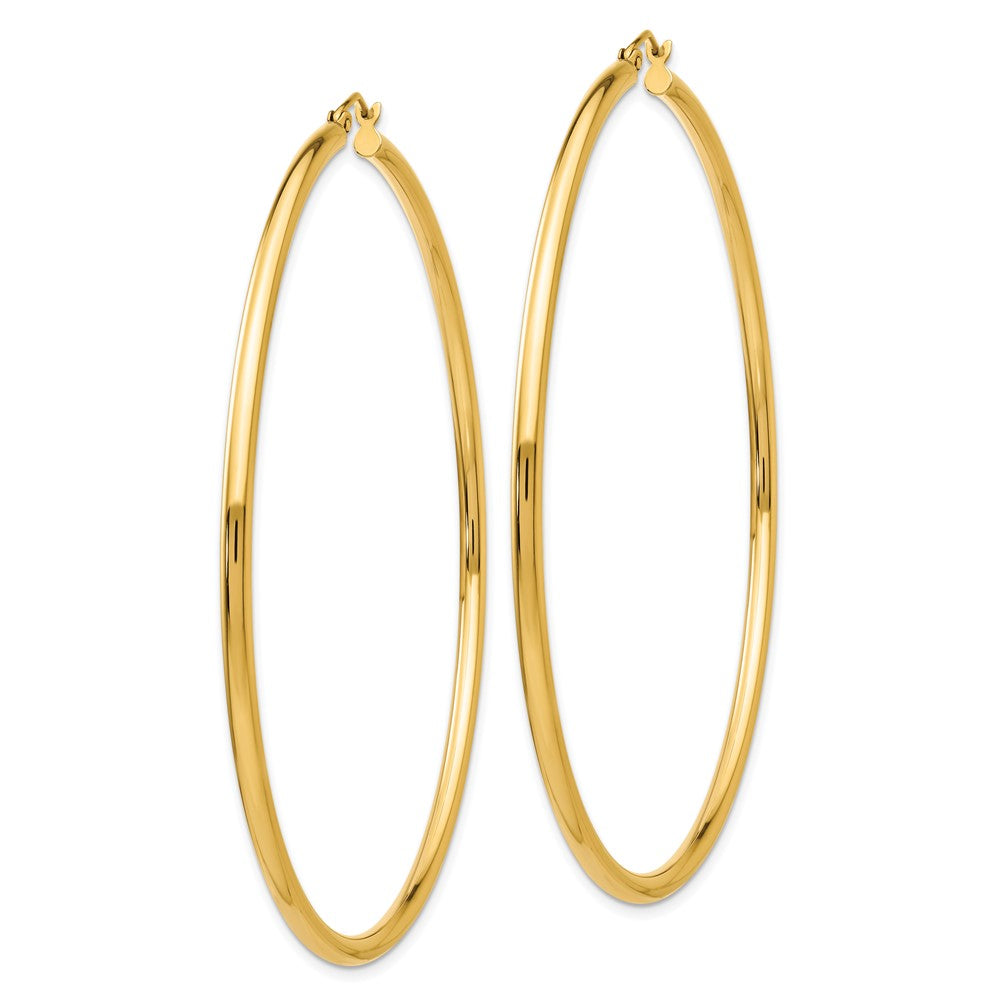 14K Gelbgold Poliert 2.25x70mm Rund Röhre Creolen