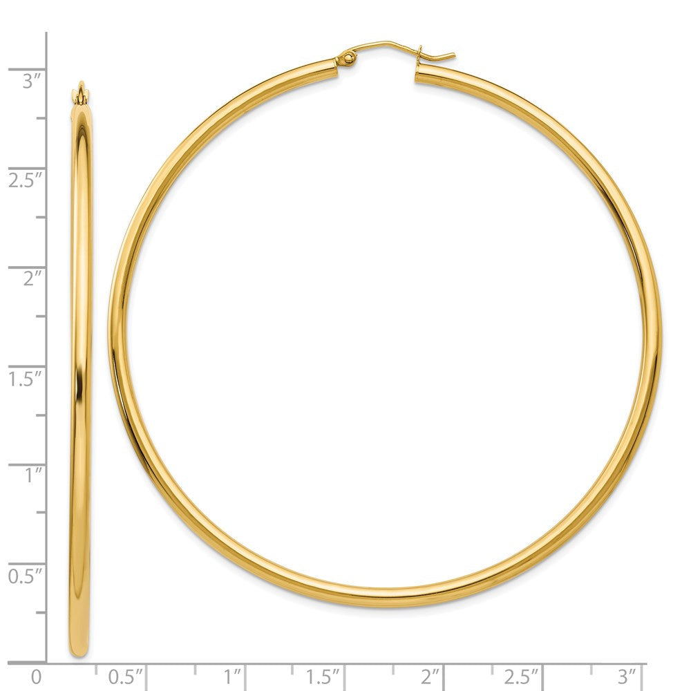 14K Gelbgold Poliert 2.25x70mm Rund Röhre Creolen